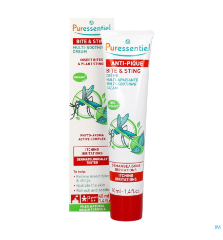 Puressentiel – Crème Multi-Apaisante Anti-Pique aux Huiles Essentielles et HV Bio, 40 ml