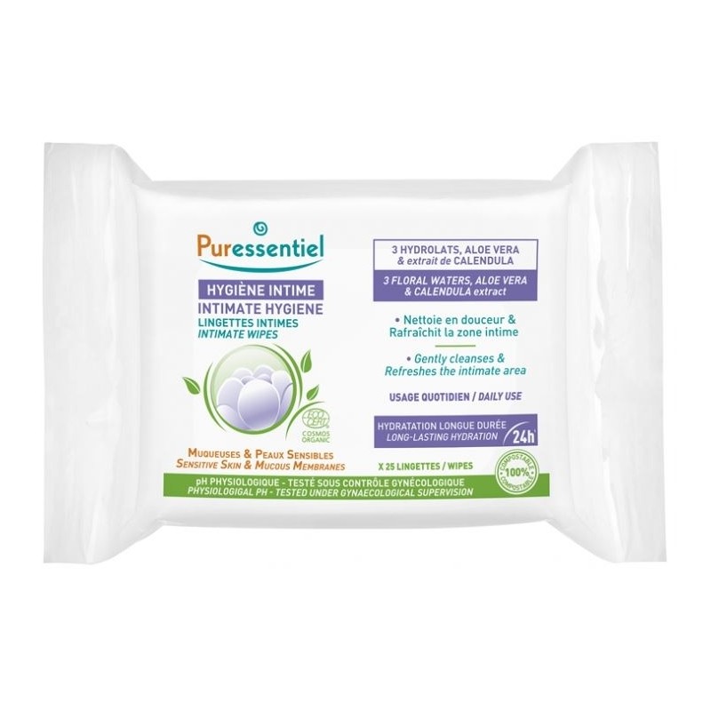 Puressentiel Lingettes Intimes Quotidiennes Certifiees Bio X25