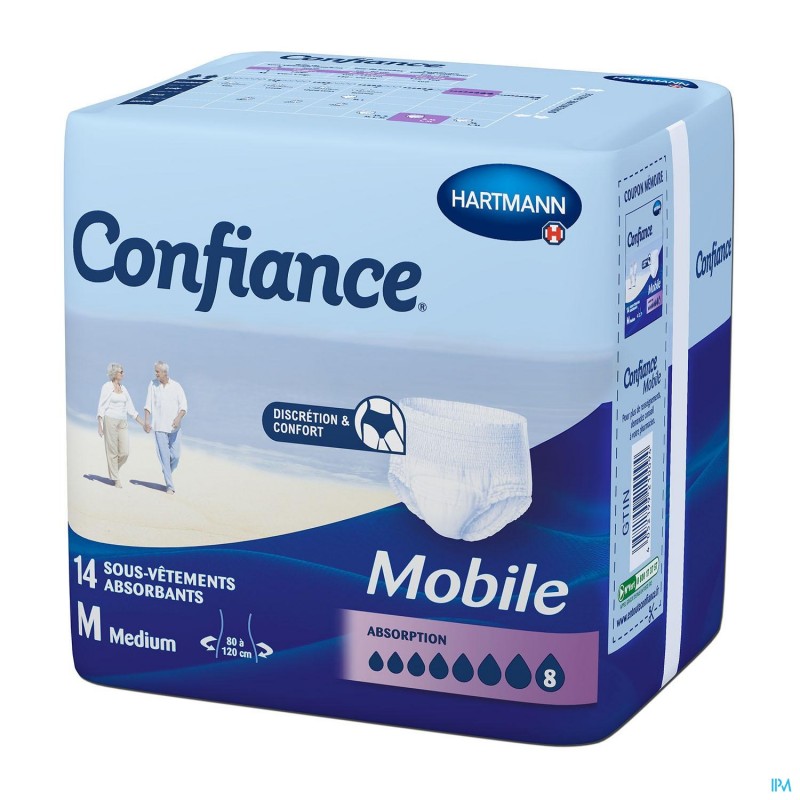 Hartmann – Confiance Mobile Absorption 8 Slip Absorbant M, 14 unités