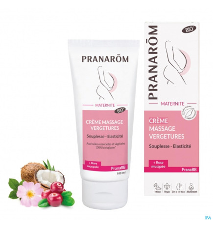 Pranarôm – Crème Massage Vergetures Bio Pranabb Maternité, 100 ml