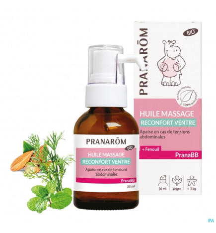 Pranarôm – Huile de Massage Bio Réconfort Ventre Pranabb, 30 ml