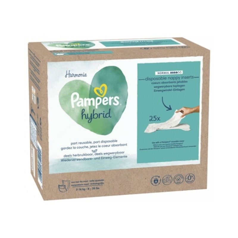 Pampers Harmonie Hybrid Coeurs Absorbants Jetables 25