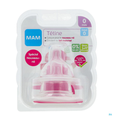 Mam – Tétine Silicone Débit 0 Extra Lent, x2
