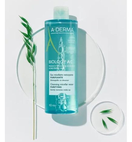A-DERMA – Biology AC Eau Micellaire Nettoyante Purifiante, 400 ml