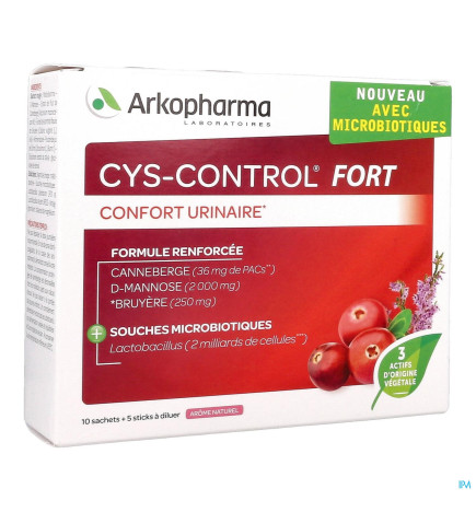 Cys-Control – Fort avec microbiotiques, 10 sachets + 5 sticks