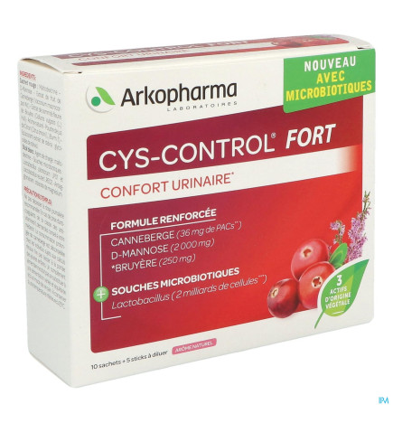 Cys-Control – Fort avec microbiotiques, 10 sachets + 5 sticks