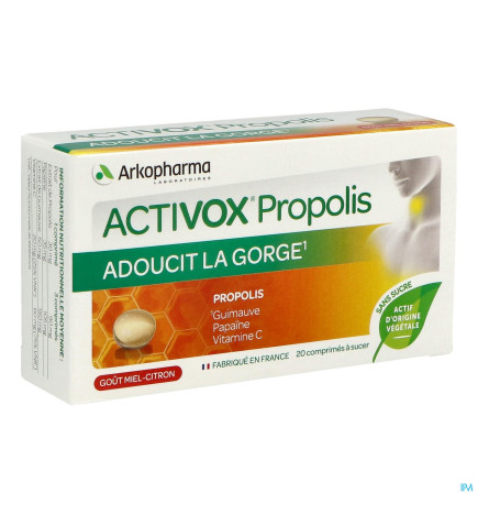 Activox – Propolis miel citron dès 6 ans sans sucre, 20 comprimés à sucer
