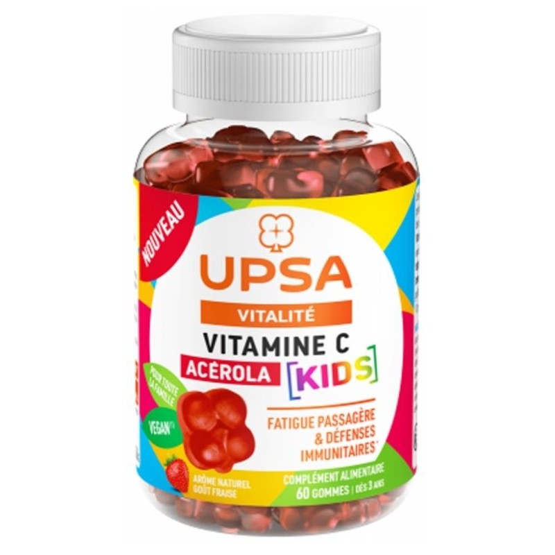 Upsa Kids Vitalite Vitamine C Acerola Gout Fraise Gomme 60