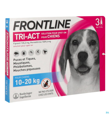 Frontline – Tri-Act Spot On Chien M (10-20 kg), solution x3