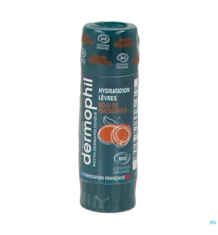 Dermophil – Bio stick lèvres goût noix de macadamia Indien, 4 g