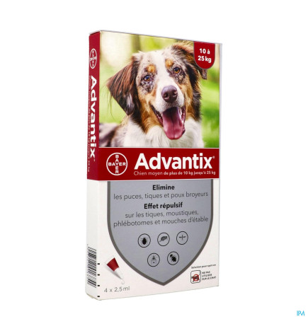Advantix – Chien Moyen, Spot On Solution 2,5 ml, 4 pipettes
