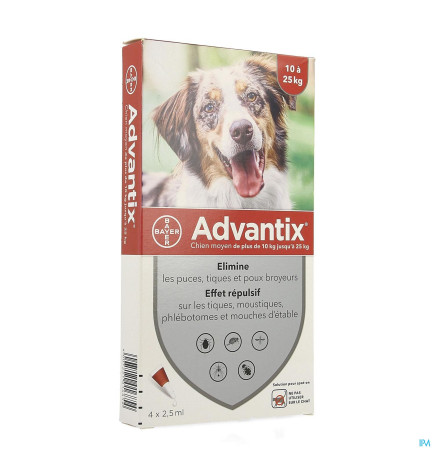 Advantix – Chien Moyen, Spot On Solution 2,5 ml, 4 pipettes