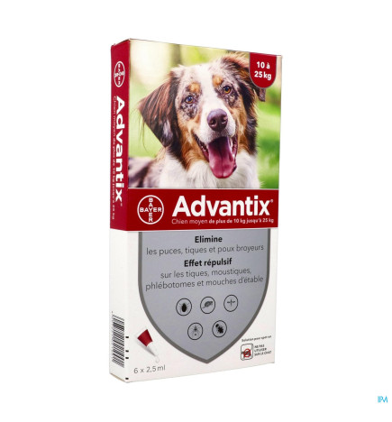 Advantix – Chien Moyen, Spot On Solution 2,5 ml, 6 pipettes