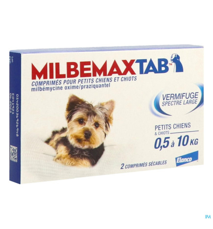 Milbemax Tab – Comprimé Sécable Antiparasitaire Endectocide Petit Chien et Chiot, 2 comprimés