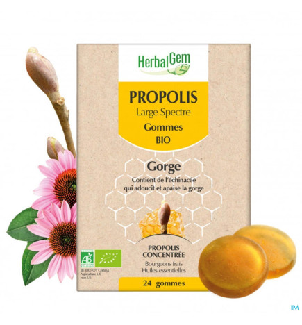 Herbalgem – Propolis Gomme Bio, 24 unités
