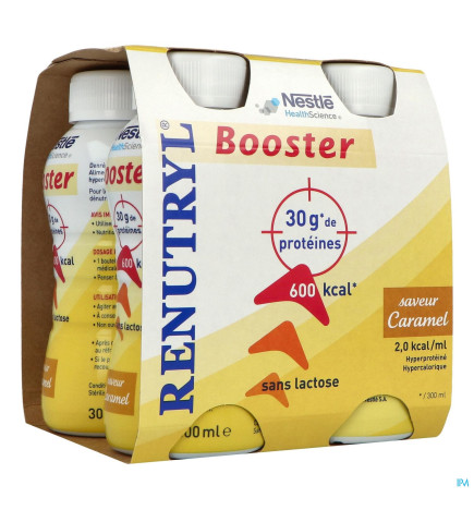 RenuTryl – Booster Sans Lactose Boisson Caramel, 300 ml x4