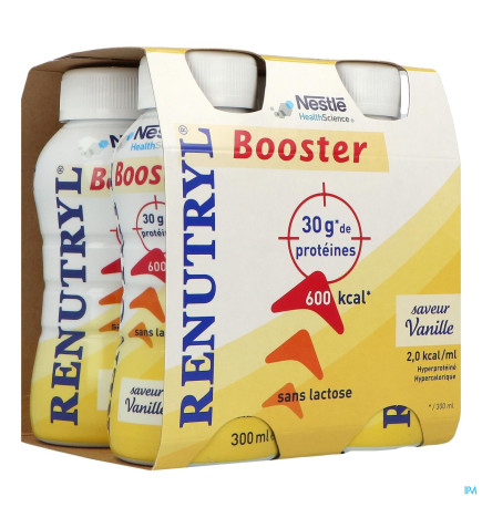 RenuTryl – Booster Sans Lactose Boisson Vanille, 300 ml x4