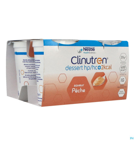 Clinutren – Dessert HP HC+ 2 kcal crème pêche, 200 g x4