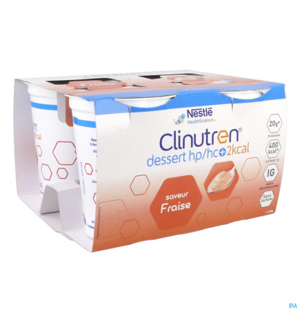 Clinutren – Dessert HP HC+ 2 kcal crème fraise biscuitée, 200 g x4