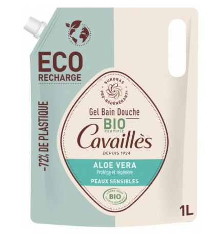 Rogé Cavaillès Gel Bain Douche Peaux Sensibles Aloe Vera Bio Éco-Recharge 1 L