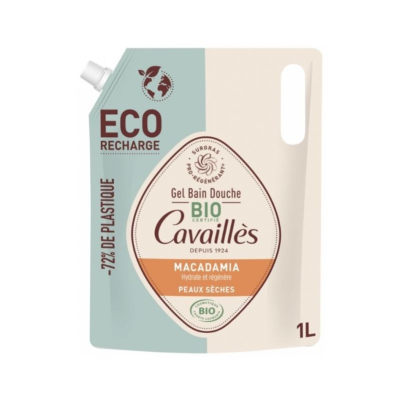 Rogé Cavaillès Gel Bain Douche Peaux Sèches Macadamia Bio Éco-Recharge 1 L