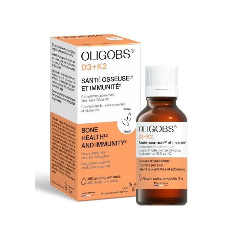 CCD OLIGOBS - D3 + K2 Santé Osseuse et Immunité, Flacon de 15ml