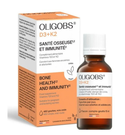 CCD OLIGOBS - D3 + K2 Santé Osseuse et Immunité, Flacon de 15ml