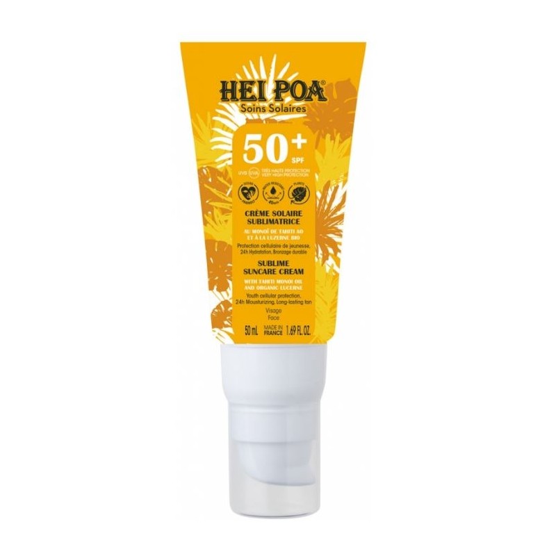 Hei Poa Crème Solaire Visage Sublimatrice SPF50+ 50 ml