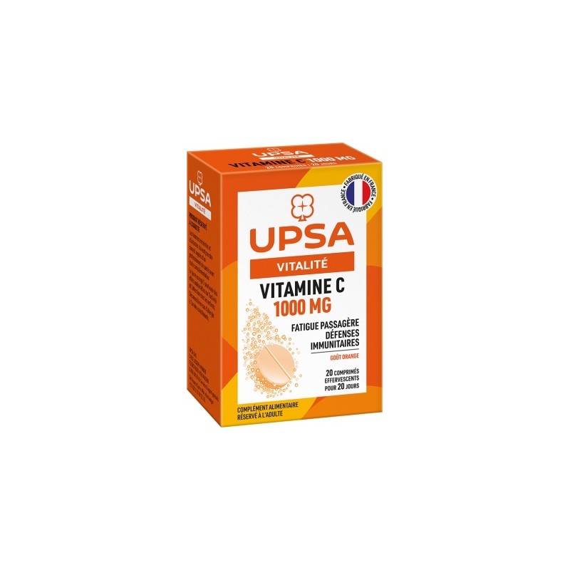 UPSA Vitalité Vitamine C 1000mg - 2 Tubes de 10 Comprimés Effervescents