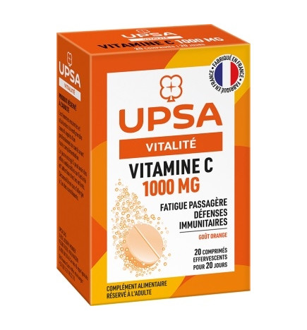 UPSA Vitalité Vitamine C 1000mg - 2 Tubes de 10 Comprimés Effervescents