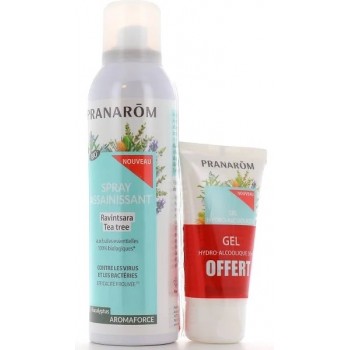 Pranarom AromaForce Spray Assainissant Bio Ravintsara Tea Tree 150ml + Gel offert