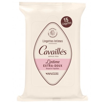 Cavaillès – Lingettes Intimes Extra-Doux sans rinçage, 15 lingettes
