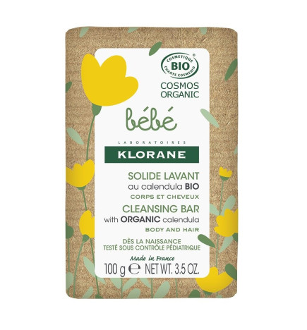 Klorane Bébé Savon Lavant Bio Corps et Cheveux 100g