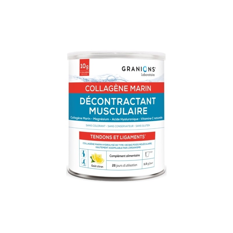 Granions Décontractant Musculaire Collagène Marin Poudre 300 g Saveur Citron