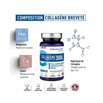 Granions Collagène Marin - Type I & II - 3000 mg 80 comprimés