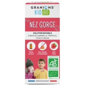 Granions Kid Bio Nez Gorge Solution Buvable Aux Plantes Goût Fraise 125ml