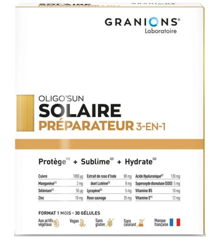 Granions Oligo'Sun Préparateur Solaire 3 en 1 Format 1 mois