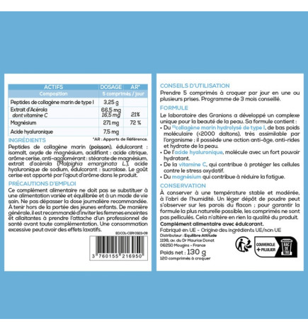 Granions – Collagène+ Beauté 120 Comprimé à croquer Cerise