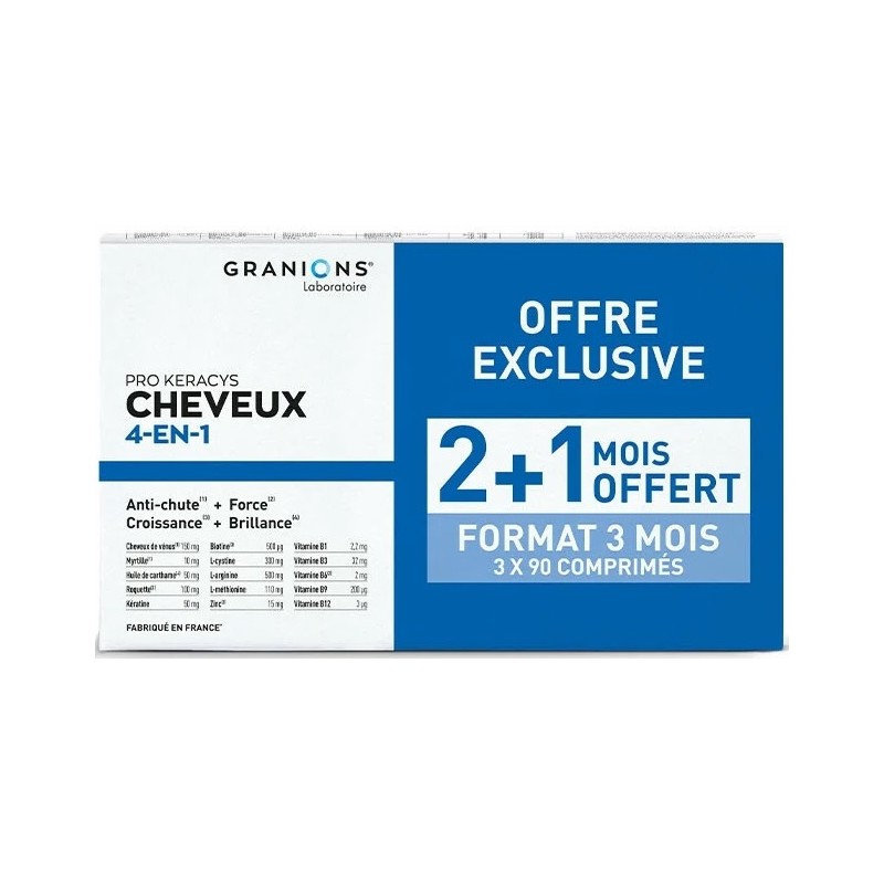 Granions Pro Keracys Cheveux 4 en 1 - 2 Mois + 1 Offert