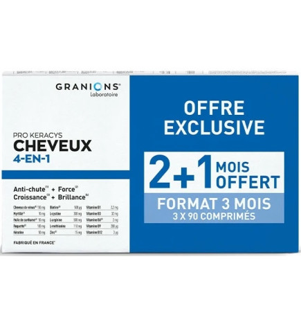 Granions Pro Keracys Cheveux 4 en 1 - 2 Mois + 1 Offert