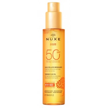 Nuxe Sun Huile Solaire Bronzante Haute Protection SPF50 visage et corps 150 ml