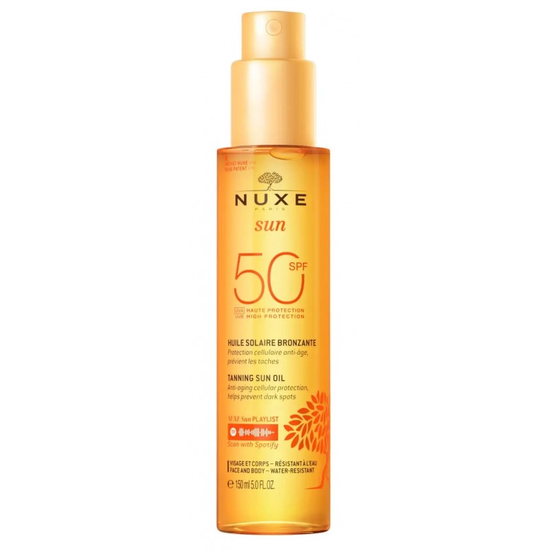 Nuxe Sun Huile Solaire Bronzante Haute Protection SPF50 visage et corps 150 ml