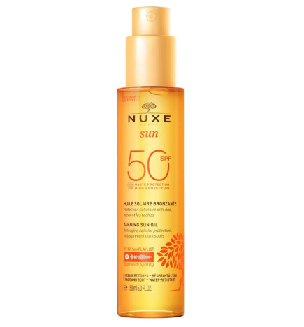 Nuxe Sun Huile Solaire Bronzante Haute Protection SPF50 visage et corps 150 ml