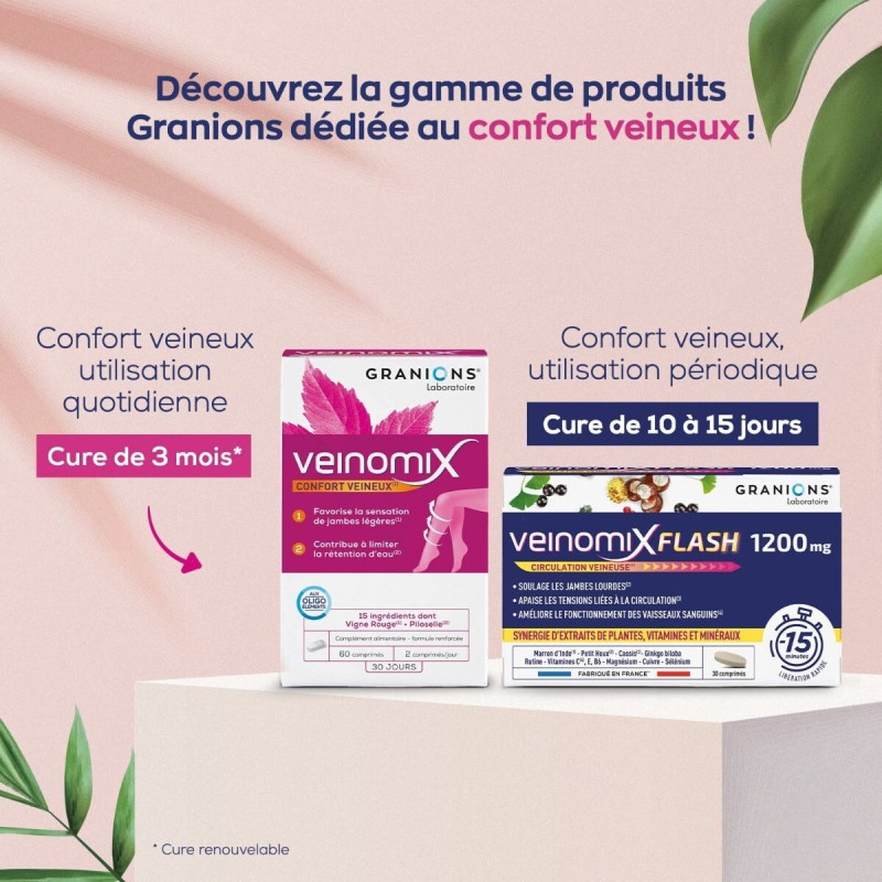 Granions Veinomix Confort Veineux - 3 Boîtes De 30 Comprimés - Valable Jusqu'à 01/2028