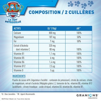 Granions Pat Patrouille Poudre Croissance Cacao 300g