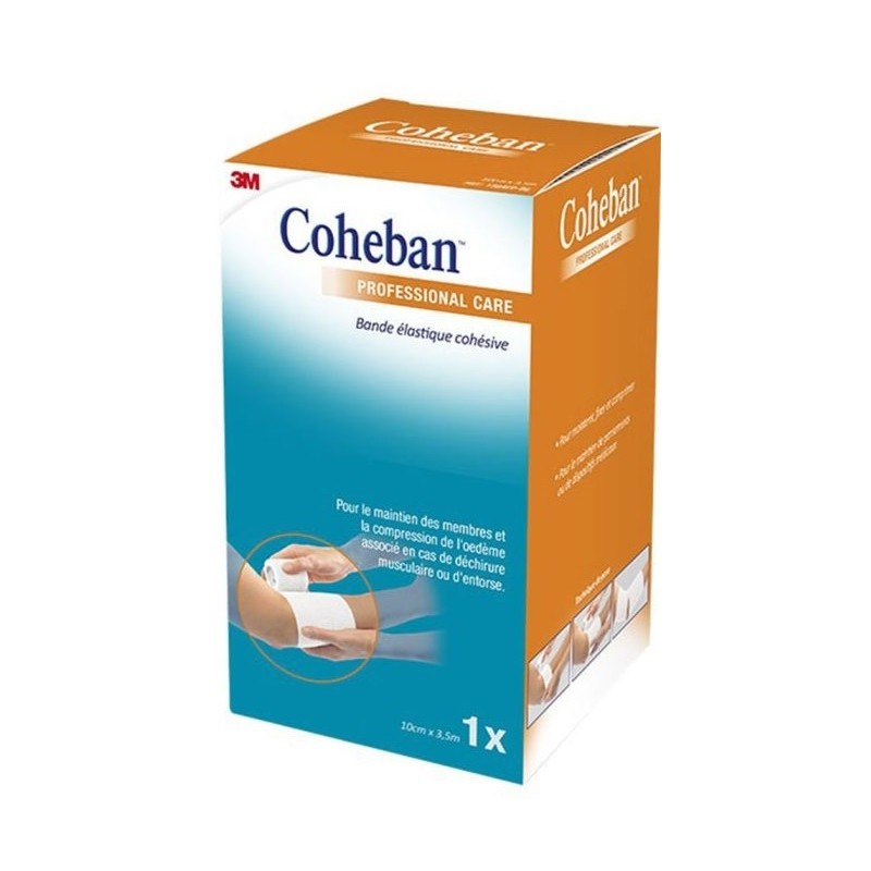 3M™ Coheban™ Bande De Contention Cohésive Elastique Blanc 10 cm x 3,5 m