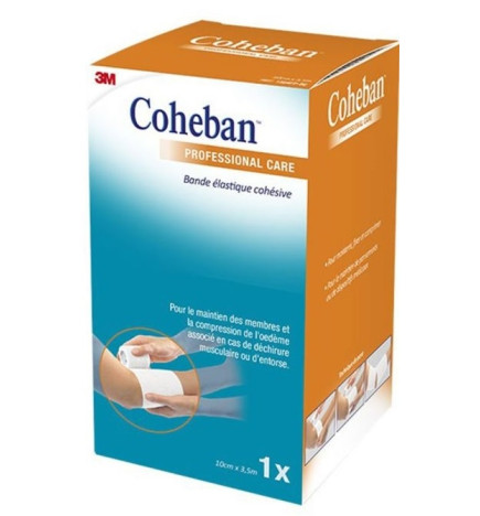 3M™ Coheban™ Bande De Contention Cohésive Elastique Blanc 10 cm x 3,5 m