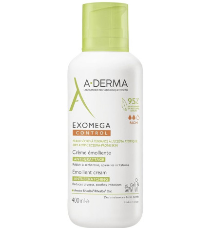 Crème émolliente anti-grattage 400ml Exomega Control Peaux Sèches à Tendance A l'Eczéma Atopique A-Derma
