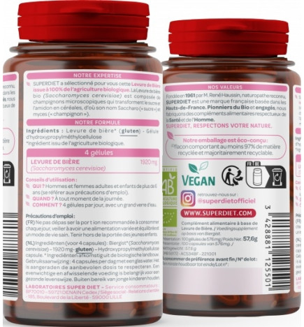 SUPER DIET – Levure de Bière Bio, 100 gélules