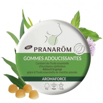 Pranarôm Gommes Adoucissantes Bio Menthe/Eucalyptus 45g